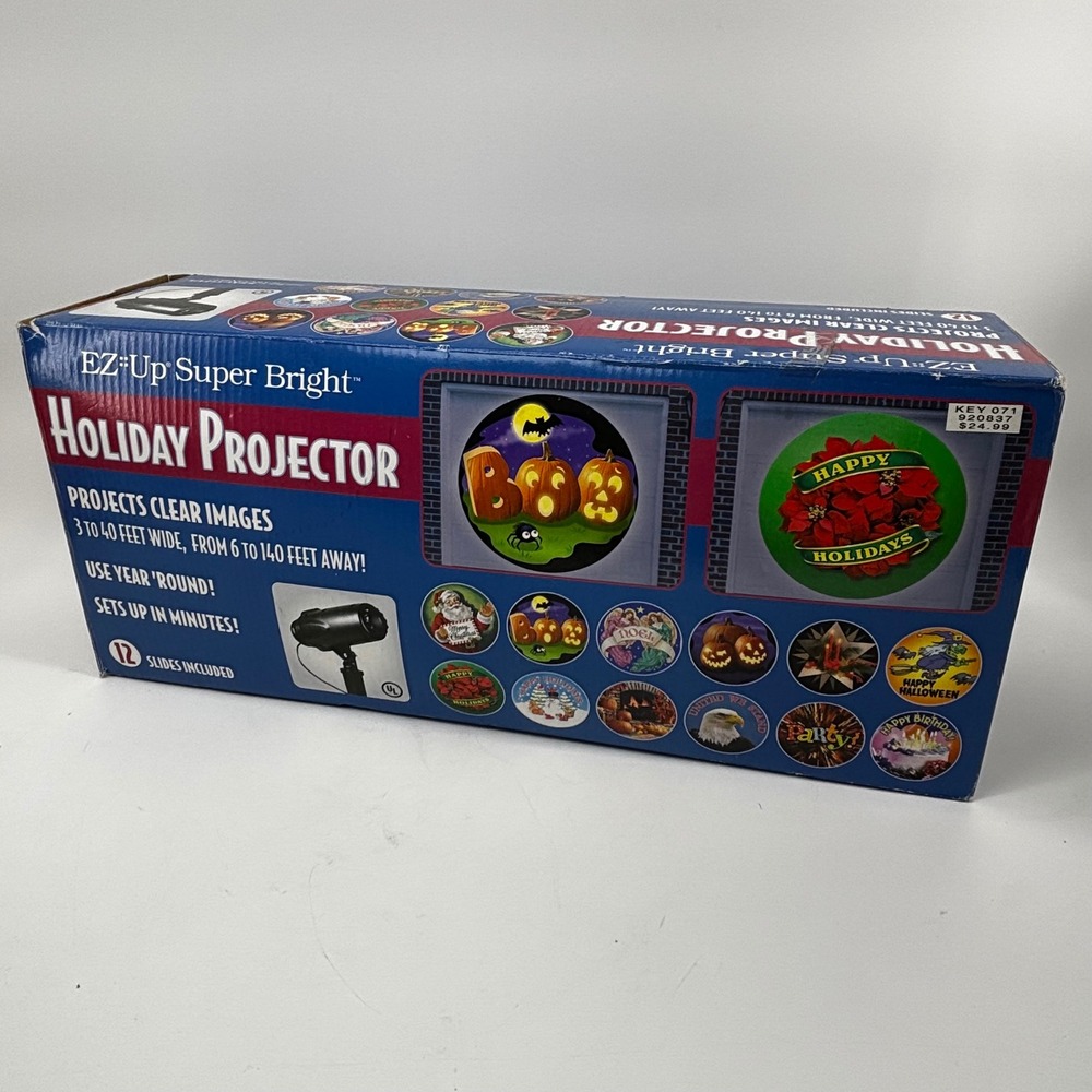 EZ Up Super Bright Holiday Projector 12 Slides Christmas Halloween 86504